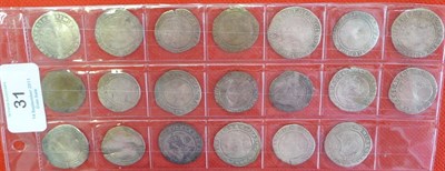 Lot 31 - Elizabeth I 20 x Sixpences, (14 x different MM), 3rd to 6th issues, portraits weak but almost...