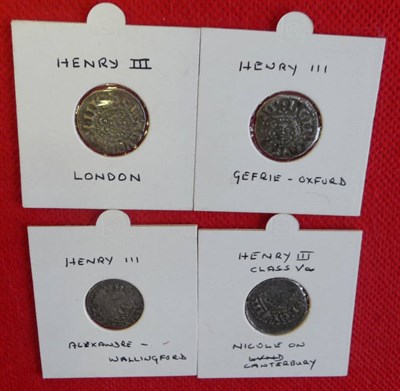 Lot 52 - Henry III 4 Long Cross Pennies, all different mints - London, Canterbury, Oxford and...