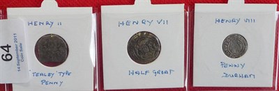 Lot 64 - Henry II "Tealby" Penny, rev. cross crosslets, irregular almost square flan, Fair/VG; Henry VII...