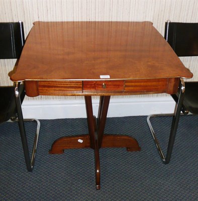 Lot 1773 - A 1960's Mahogany Card Table, with shaped square top each corner with rounded cup section,...