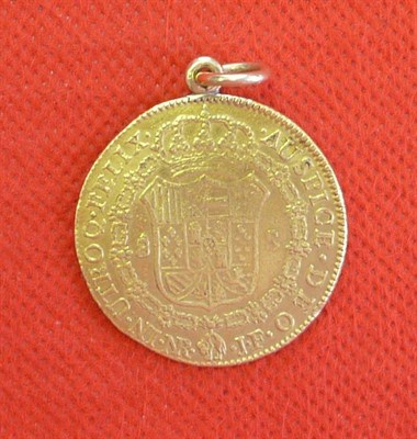 Lot 68 - Colombia Gold 8 Escudos 1810JF, MM NR (Cartagena), suspension loop at 12 o'clock, minor surface...