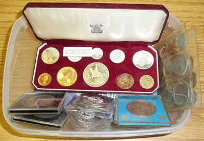 Lot 76 - Proof Set 1953, in CofI, 10 coins farthing to crown, handling marks on 1d and 3d otherwise FDC;...