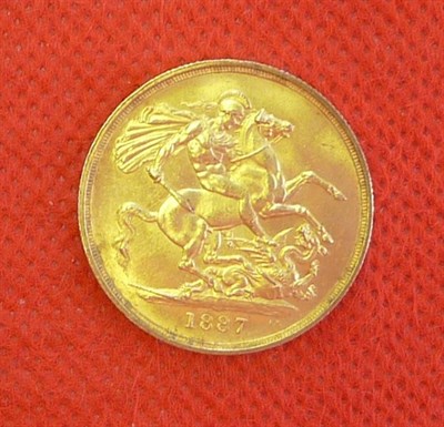 Lot 98 - Gold £2 1887, minor obv. scuffs, good edge, AEF/EF