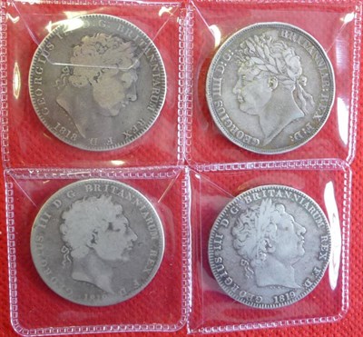 Lot 116 - 4 x Crowns: 1818 LIX, 1819 LIX, 1819 LX and 1821 SECUNDO, all with contact marks, Fair to Fine...