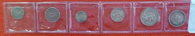 Lot 123 - Part Maundy Set, 4d, 2d, and 1d 1888; together with Maundy Odds, Charles II 2d 1675 and George...