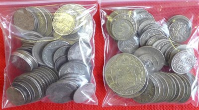 Lot 126 - £2.70 Face Value pre-20 Mixed Silver Coins and £1.55 Face Value pre-47 Mixed Silver...