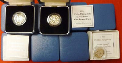 Lot 143 - A Collection of 18 x Silver Proof £1, 1983 - 2000 inclusive, all in CofI with certificates...