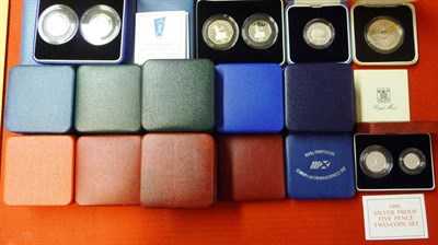 Lot 144 - A Large Collection of Silver Proof Coins, comprising: 6 x £5 - 1990/93/96/97/98/2000, 8 x...