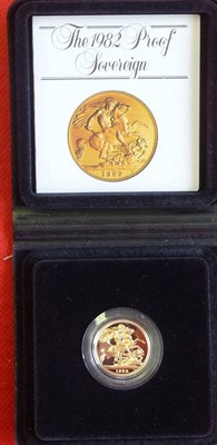 Lot 149 - Proof Sovereign 1982, with certificate, in CofI, FDC