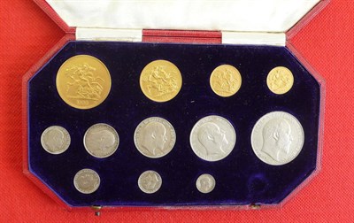 Lot 167 - Proof Set 1902, 12 coins (Maundy penny missing), gold £5 to Maundy 2d, matt surfaces, in...