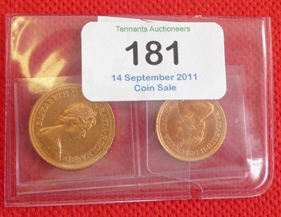 Lot 181 - Sovereign 1976, GEF and Half Sovereign 1982 BU (2)