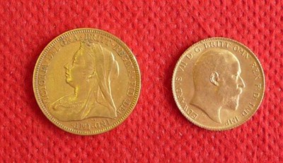 Lot 192 - Sovereign 1897, marks on bust otherwise GFine; and Half Sovereign 1907, VF+ (2)