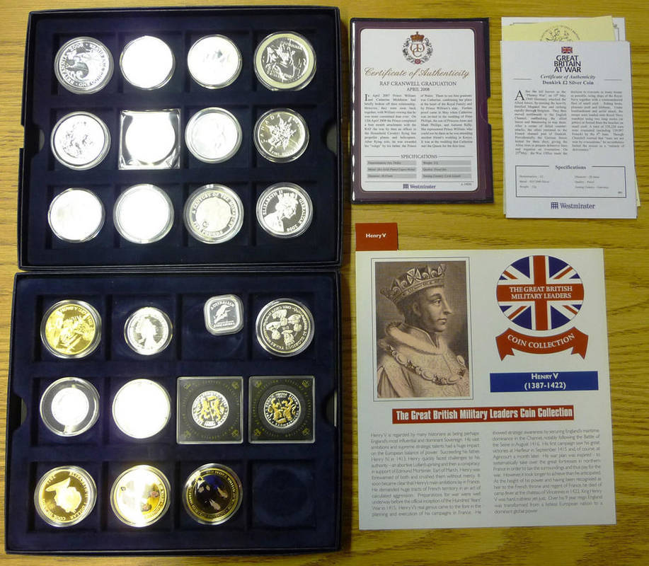 Lot 238 - A Collection of UK and Foreign Silver Coins, comprising: 6 x Britannia £2 1998/99/2001/03/06/08
