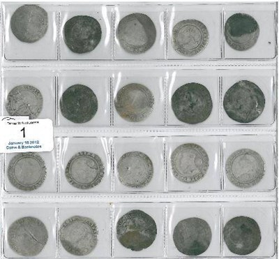 Lot 1 - Elizabeth I: 20 x Sixpences, 19 x different MM (2 x pheon), 3rd to 7th issues, busts weak Poor...