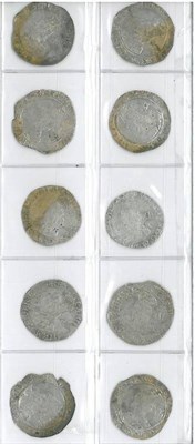 Lot 18 - Charles I: 10 x shillings, 2 each of MM triangle, tun, star, crown and bell, all with good portrait