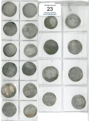 Lot 23 - Elizabeth I: 20 x sixpences, 13 x different MM, several clipped, bust detail varies, Fair or +