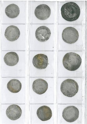 Lot 24 - Elizabeth I: 10 x sixpences, 6 x different MM and 5 x shillings MM escallop, martlet, 1,...