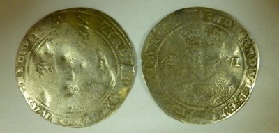 Lot 25 - Edward VI: 2 x sixpences, both London Mint MM tun, both with surface digs/creases, AFine and...