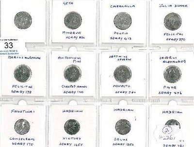 Lot 33 - Roman: 12 x silver denarii - Geta (x2), Caracalla, Julia Domna, Marcus Aurelius, Antoninus...