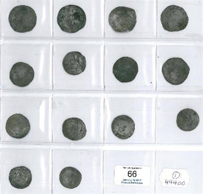 Lot 66 - 14 x English Hammered Silver Coins: Elizabeth I - 3 x shillings MM 2, MM martlet and MM?; and 7...