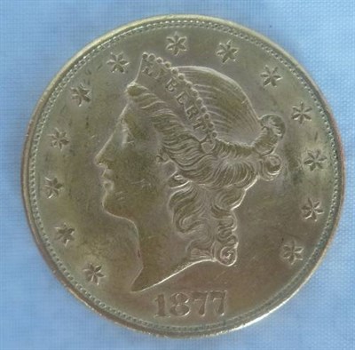 Lot 95 - USA Gold 20 Dollars 1877 'Liberty Head' 33.4g, .900 gold, contact marks and a few minor edge...