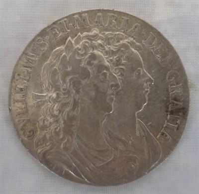 Lot 114 - William & Mary Halfcrown 1689 PRIMO, 1st rev. pearls, caul frosted, good edge, lustrous VF to GVF