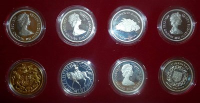 Lot 118 - Set of 7 x Sterling Silver Proof Crowns, issued for Silver Jubilee 1977: Gibraltar, Mauritius,...