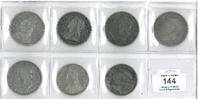 Lot 144 - 5 x Crowns: 1889, 1896 LX, 1902, 1935 and 1937; and 2 x Double Florins, 1887A and 1889, Fine to AEF