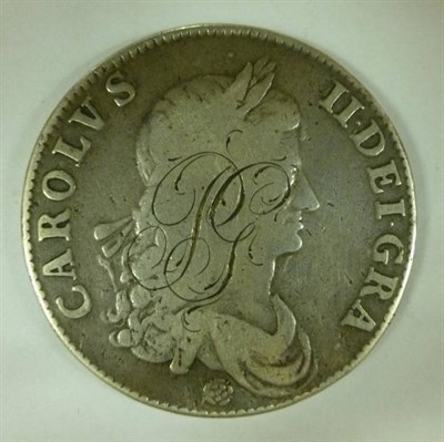 Lot 152 - Charles II Crown 1662, rose below, medallic die axis, initials 'PG' neatly engraved in...