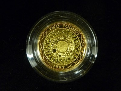 Lot 160 - Gold Proof £2 1997, with certificate, in CofI, FDC