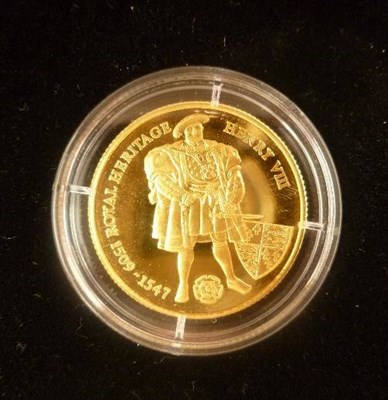 Lot 161 - Falkland Islands, Gold Proof £2 1997 in Royal Heritage series, rev. standing figure of Henry...