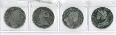 Lot 222 - 4 x Shillings: William III 1696 bust Fair otherwise AFine; Anne 1711 4th bust GFine/Fine;...