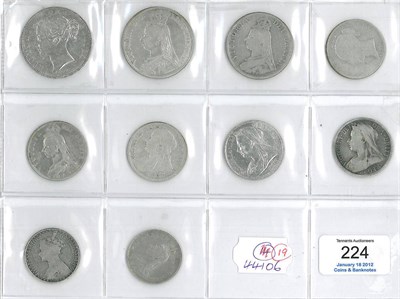 Lot 224 - Victoria: a Collection of Silver Coins comprising: 2 x crowns 1845 VIII numerous contact marks...