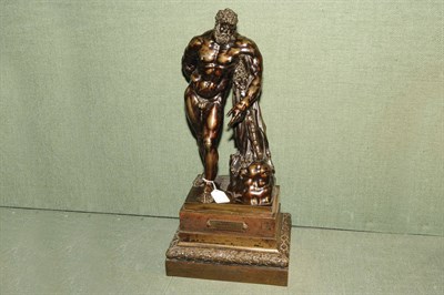 Lot 1194A - After the Antique: Hercule de Farnese, A French Bronze Figure, circa 1850, standing nude leaning on