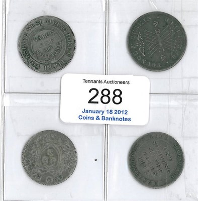 Lot 288 - 4 x 19th Century Silver Shilling Tokens: Sheffield 1811 'Younge and Deakin'; Scarborough 1812 'Lord