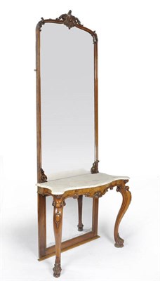 Lot 1447A - A Victorian Console Table and Mirror, late 19th century, the rectangular mirror contained...