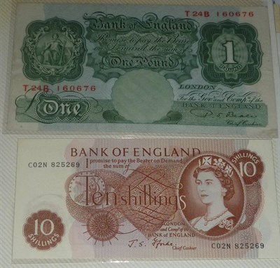 Lot 293 - Album containing a Collection of English Banknotes, including: 4 x cut and cancelled £5 (2 x...