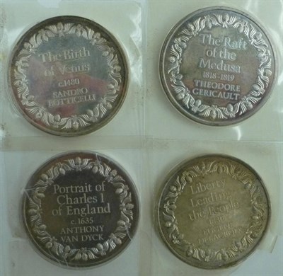 Lot 304 - 4 x Sterling Silver Medallions in series 'Great Paintings of the World' depicting works by van...