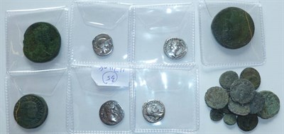 Lot 10 - A Small Collection of Roman Coins comprising:  Republic Silver Denarius of Julius Caesar, obv....