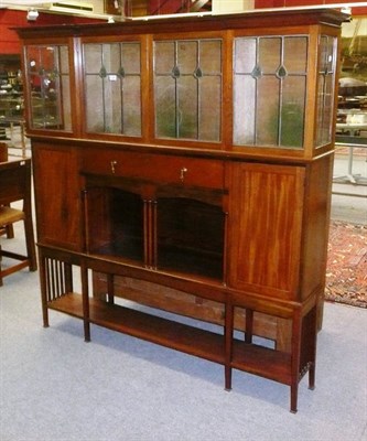 Lot 1749A - An Art Nouveau Mahogany and Rosewood Glazed Display Cabinet , with shaped cornice over four...