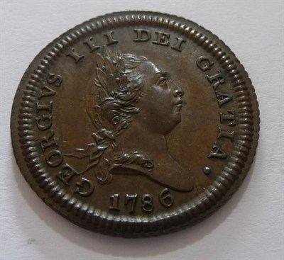 Lot 38 - Isle of Man Halfpenny 1786, faint hairlines behind bust otherwise flawless edge and fields,...