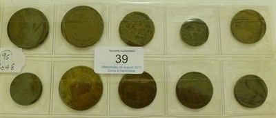 Lot 39 - Isle of Man: 10 x 18th and 19th century Coins and Tokens comprising: 2 x George III pennies...