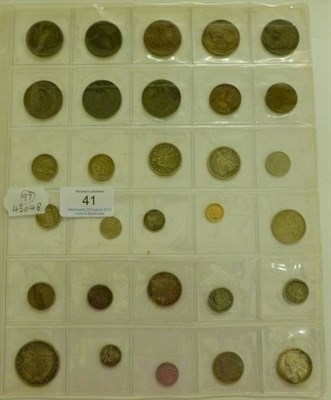 Lot 41 - USA,  27 x Silver and Bronze Coins, mostly 19th century comprising: 8 x large cents 1817, 1826,...