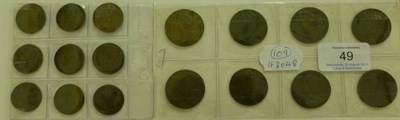 Lot 49 - George II, 8 x Halfpennies: 1730, 1732, 1733, 1734/3, 1736, 1738, 1746 and 1753; generally...