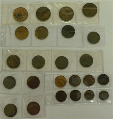 Lot 56 - Jersey, 24 x Victorian Copper and Bronze coins comprising:  7 x 1/13 Shilling: 1844,  1851 8 over 8