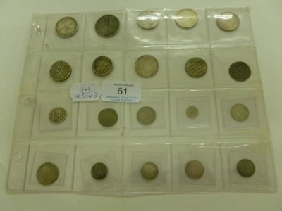 Lot 61 - 20 x 17th to 20th century Foreign Silver Coins comprising:  France  1/12 ecu 1652A bust Fair...