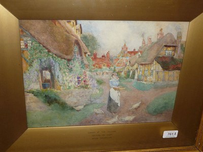 Lot 761A - David Woodlock (1842-1929) "Corner of the Village, Welford-on-Avon" Signed, inscribed with the...