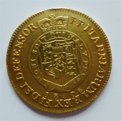 Lot 96 - Half Guinea 1808, 'military' type,  edge mount removed at 12 o'clock (very little trace...