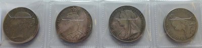 Lot 103 - Victoria 3  x Crowns:  1847 XI minor edge nicks, contact marks and hairlines otherwise...