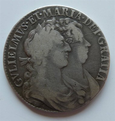 Lot 108 - William and Mary Halfcrown 1689 PRIMO, 1st busts, 1st shield, adjustment marks on bust and...